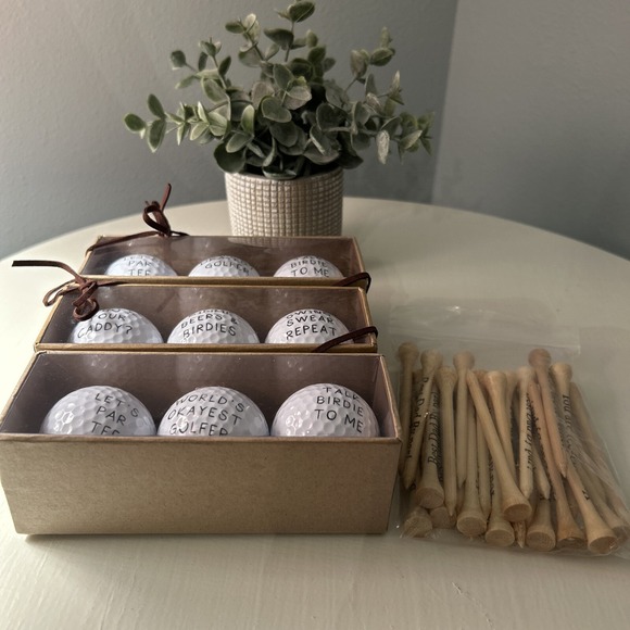 Mud Pie Humorous Golf Balls Set Of 9 With Golf Tees - Picture 1 of 9